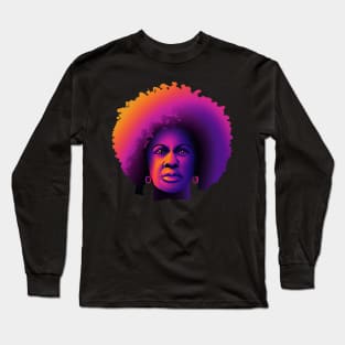 Angela Davis Black History Portrait Retro Colorful Long Sleeve T-Shirt